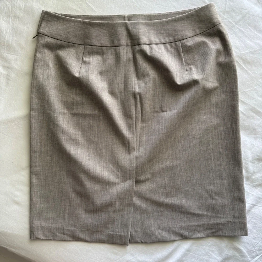 Ann Taylor Pencil Skirt 12 Professional Office Siren Quiet‎ Luxury Neutral